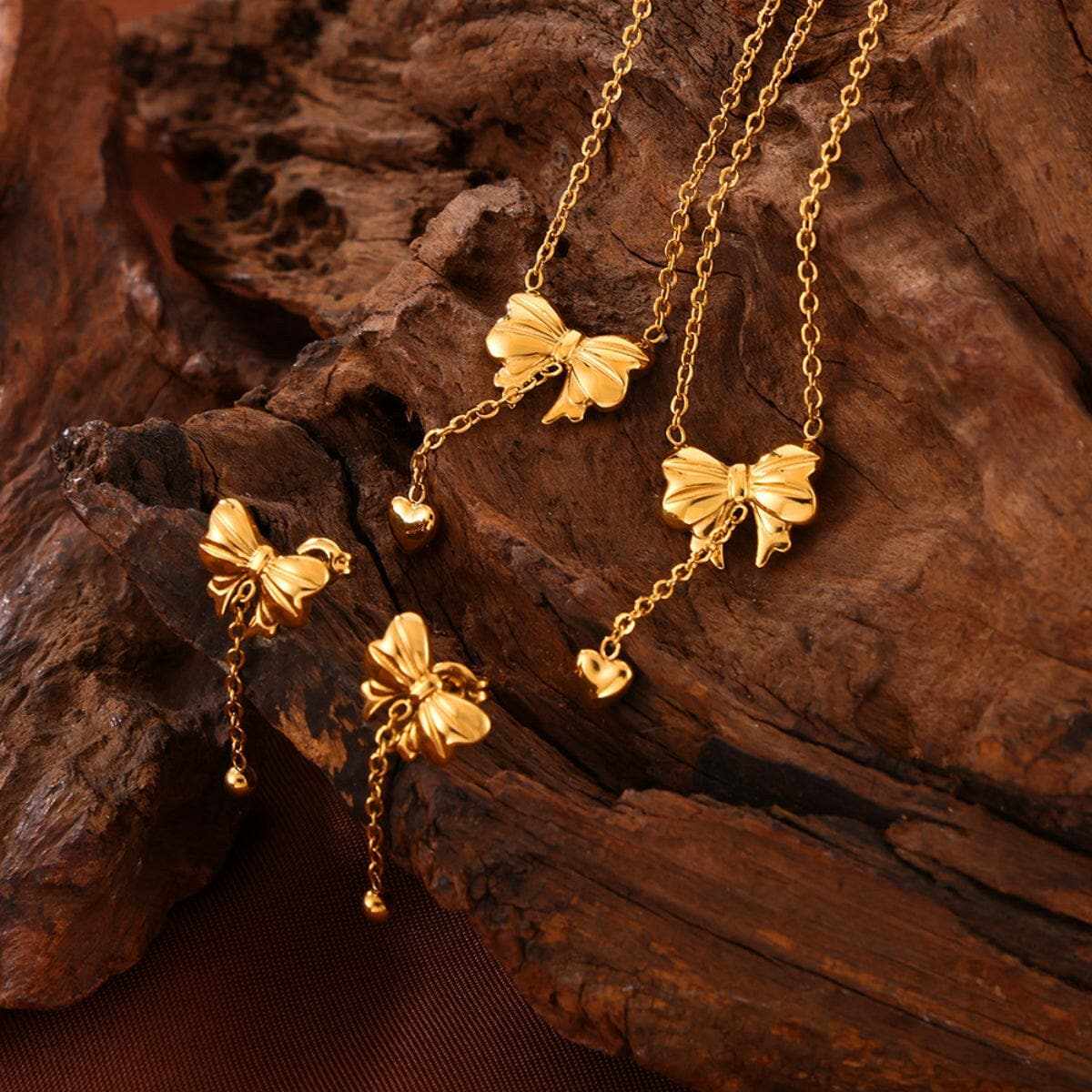 Elegant titanium steel bow earrings - Love Salve